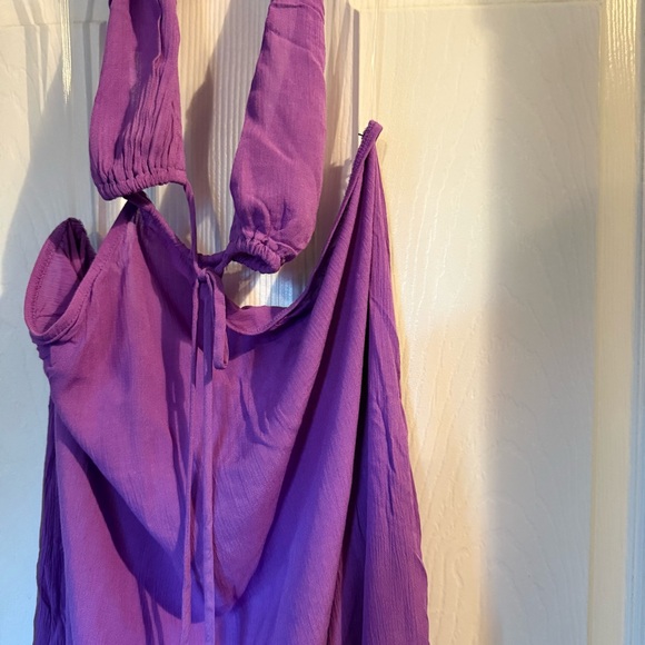 Shade & Shore Purple Cut Out Halter Midi Swim Cover Up Dress Women M NWT - Picture 5 of 11